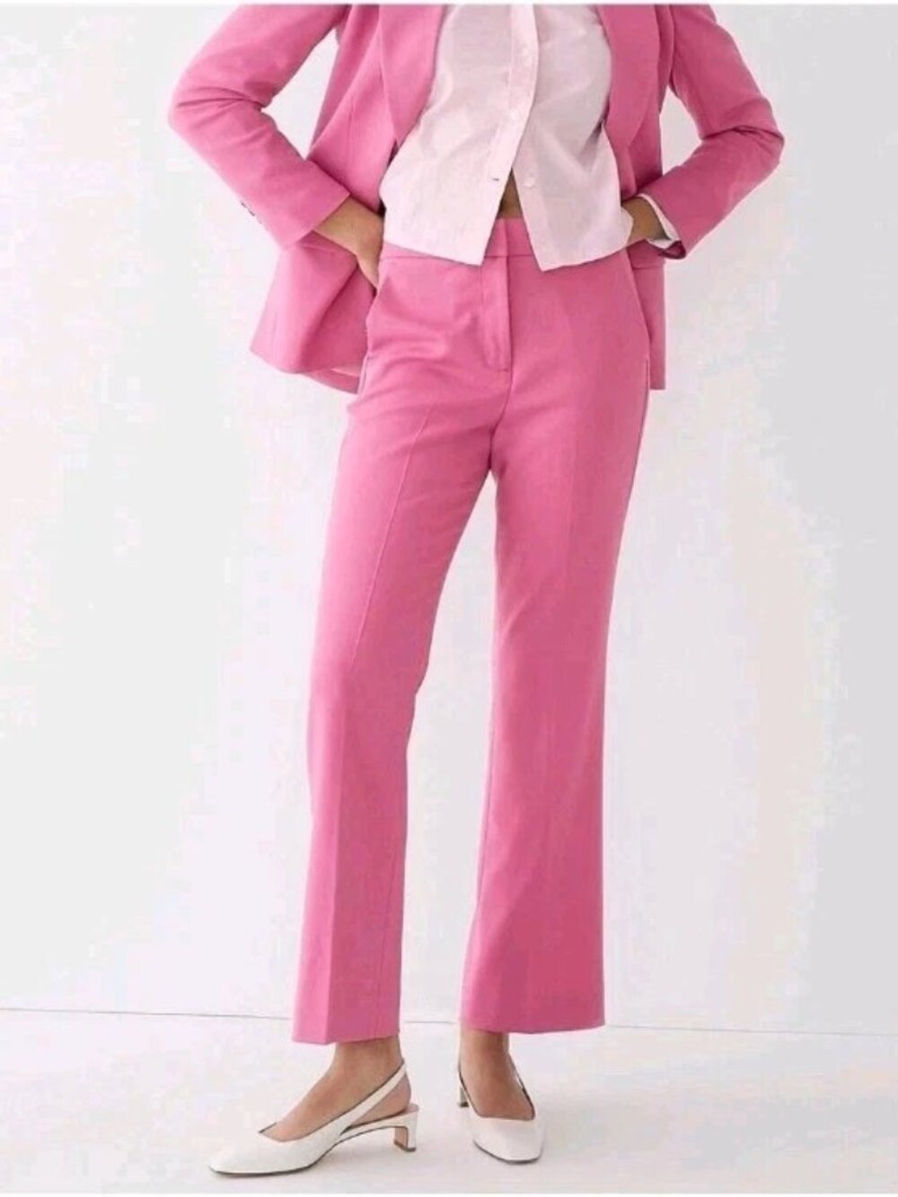 EUC J. Crew Pink Willa Cropped Flare Wool Trousers in Size 12 - Picture 2 of 15